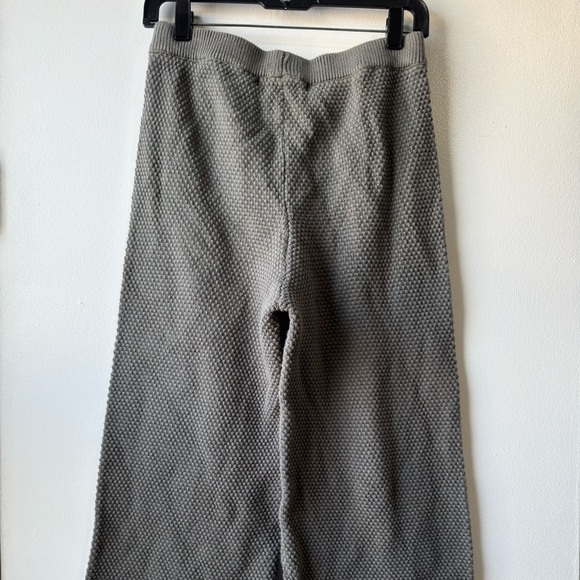 Free People  Beach Hailee Sweater Khaki Waffle Cropped Beige Wide Leg Knit Pants - Picture 4 of 9
